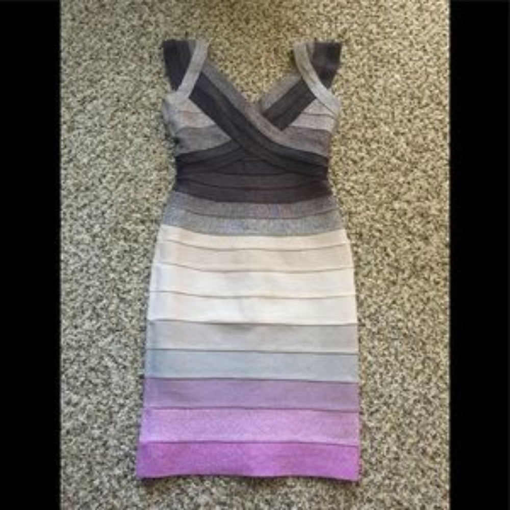 Multi Color Striped Fitted BodyCon Dress - Picture 2 of 2